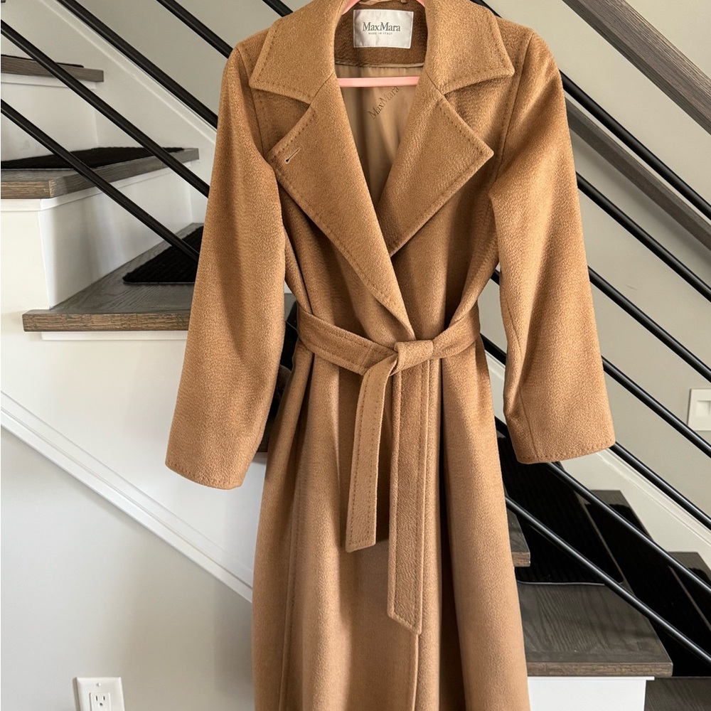 Max Mara Camel Wool Belted Manuela Coat